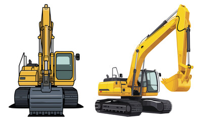 excavator on white background