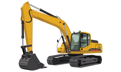 excavator on a white background