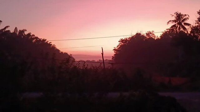 rural view outdoor at sunrise  in kluang, johor, malaysia southeast asia.  tropical country