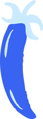Flat vector illustration is showing blue pepper shape floating over transparent background