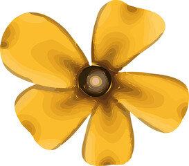 displaying vector yellow flower with amber petals and brown ring center on transparent background