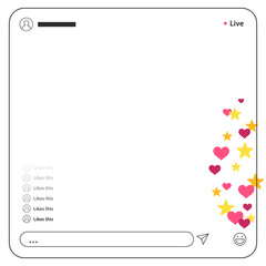 Fototapeta premium Showing livestream overlay with avatar, live dot, reactions, chat input on transparent background