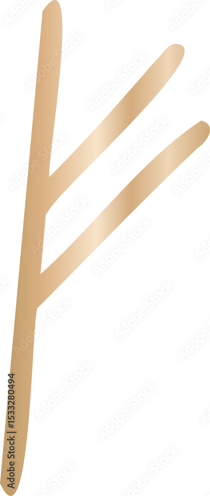 Poster golden rune-like symbol is floating over transparent backdrop in flat design with gold gradient