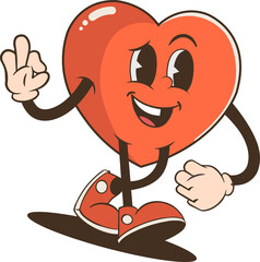 Obraz premium Flat design heart is stepping on clear background, with white gloves and red sneakers, copy space