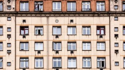 Fototapeta premium Typical old panel apartment with a lot of windows from Budapest, Hungary, as a texture or for background