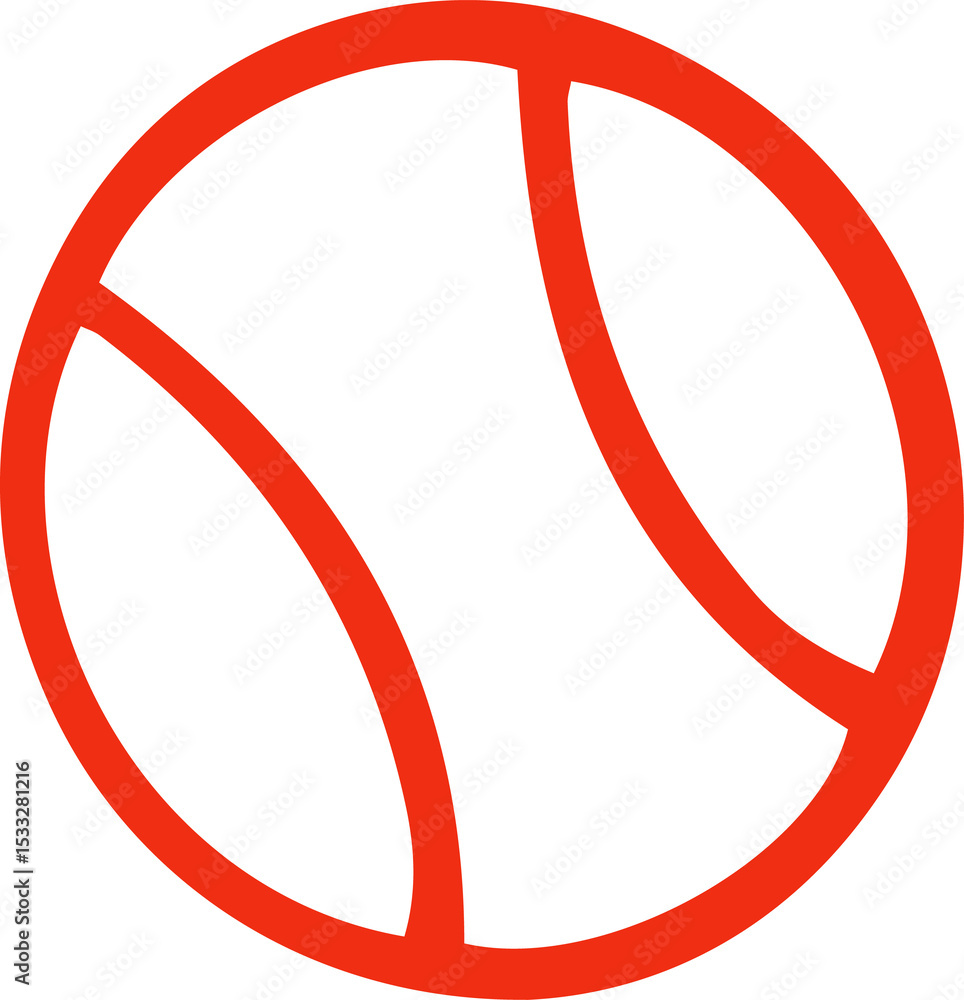 Poster displaying flat red circle icon with two curved partitions on transparent background, copy space