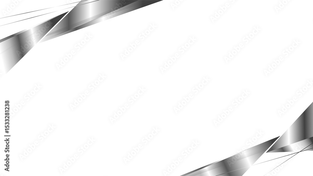 Poster abstract metallic ribbons are curving diagonally on transparent background with reflective gradient