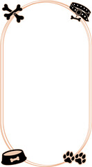 Dog-themed frame is appearing flat on clear canvas with bone icons, collar charm, feeding bowl
