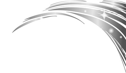 Abstract vector art is showing silver streaks with white star sparkles on transparent background