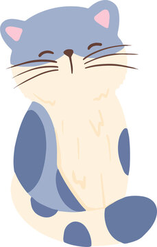 Fototapeta Flat design cat is sitting on transparent backdrop, showing cream coat with blue-gray patches