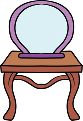 Wooden dressing table with mirror illustration