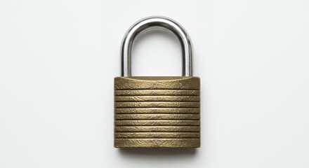 Fototapeta premium Brass padlock on white background