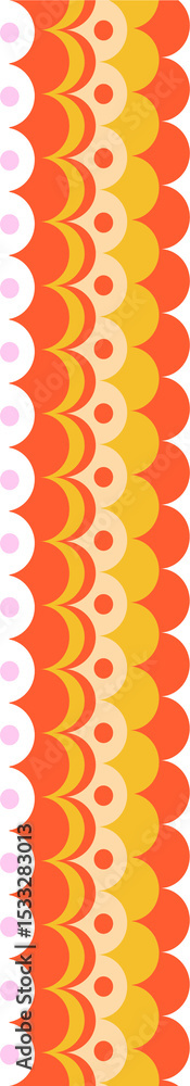 Aufkleber ornamental border is featuring scalloped arcs and dots in flat style on transparent background