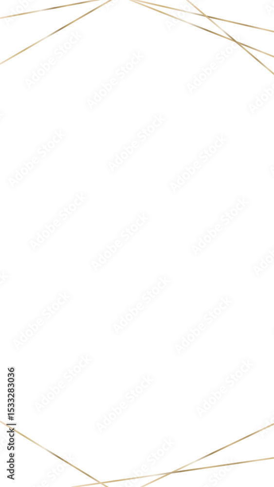 Poster abstract thin gold lines are forming polygonal frame in flat design with transparent background