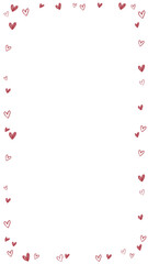 Heart-themed border frame showing red solid and outline icons over transparent backdrop, copy space