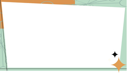 Flat design sign is tilting and showing teal orange-mint stripes and sparks on transparent backdrop