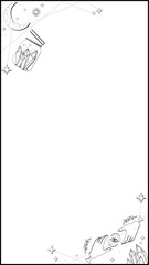 Celestial motifs depicting jar of crystals and hands exchanging orb, transparent background