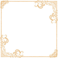 Golden frame border is floating on transparent background in flat design with filigree patterns