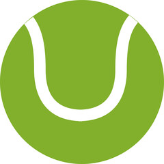 U-shaped white symbol is being shown in flat green circle on transparent background, copy space