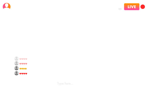 Live-stream chat overlay is featuring flat design, transparent background, LIVE badge  and  chat inp