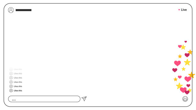 Naklejki Live stream overlay is appearing as flat design on transparent background showing hearts and stars