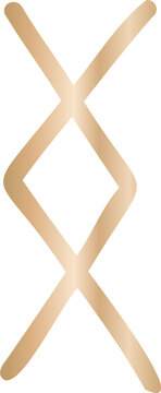 Geometric symbol is showing crossed lines forming diamond, golden gradient, transparent background