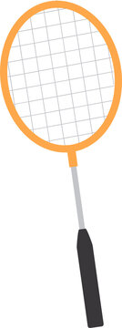Fototapeta Sports racket is being shown in flat design with orange frame, string mesh, transparent background