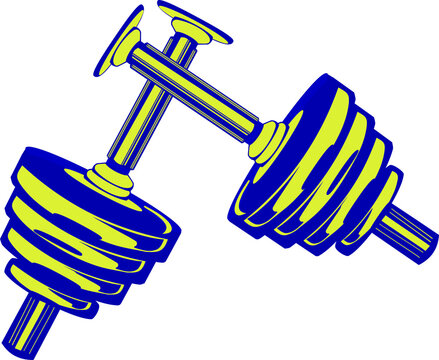 Fototapeta Flat vector showing two green and blue adjustable dumbbells, weight plates on transparent backdrop