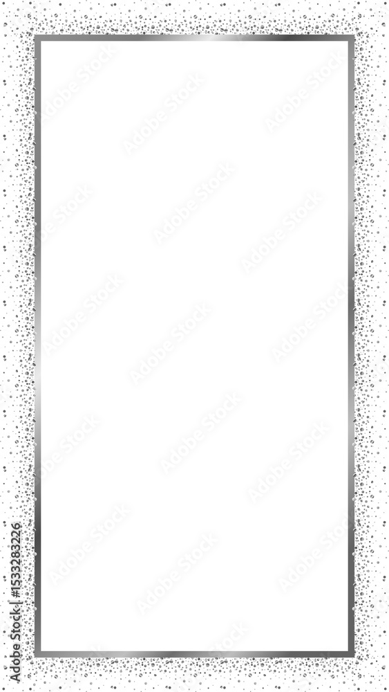 Poster flat vector frosted frame is showing silver border and muted teal center on transparent background