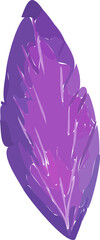 Stylized purple feather in flat design is floating on transparent background with gradient stripe