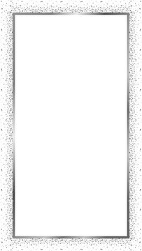 Flat vector frosted frame is showing silver border and muted teal center on transparent background