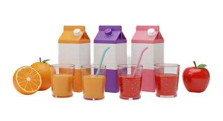 A colorful 3D cartoon juice box PNG