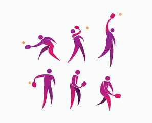Premium Editable Vector Logo of pickleball poses best for your club team community and cup tournament event	