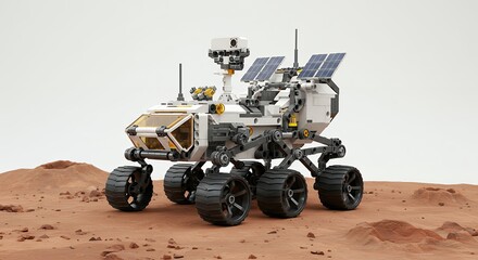 Space rover on simulated martian surface