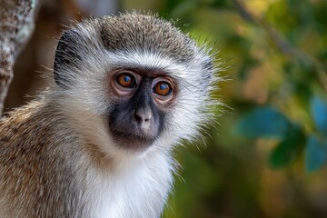 Close up portrait of a vervet monkey