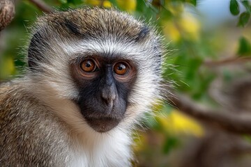 Obraz premium Close up portrait of a vervet monkey