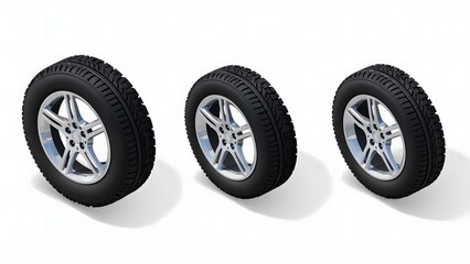 Car tires with alloy wheels set of three for vehicle wheels