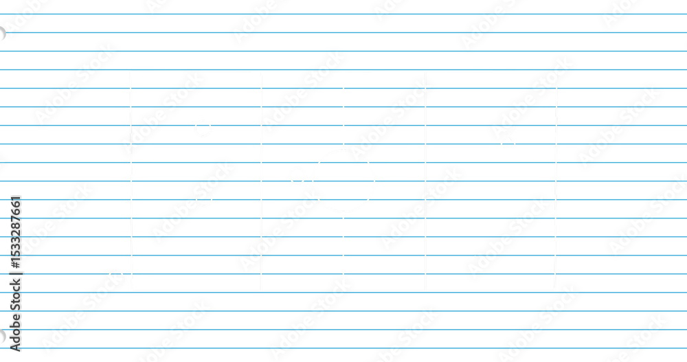 Poster displaying blank sheet of lined notebook paper at desk area, showing even blue ruling lines