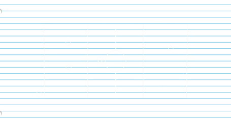 Displaying blank sheet of lined notebook paper at desk area, showing even blue ruling lines