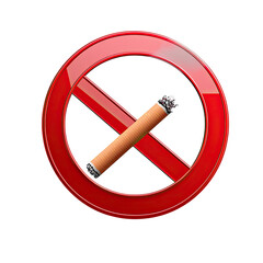 Red circle prohibition sign with crossed out cigar