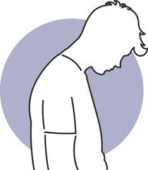 Man with hunched posture showing signs of emotional sadness
