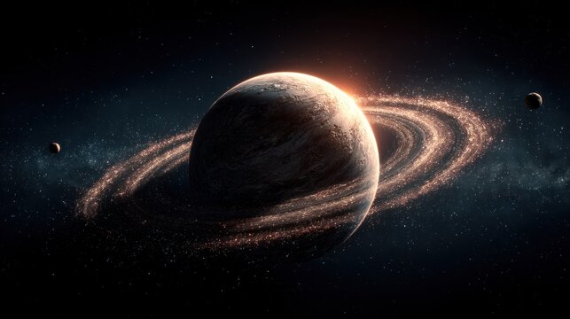 A magnificent planetary view capturing the beauty of a ringed planet in space