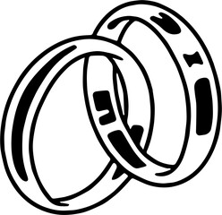 vector illustration of wedding ring,Classic black and white sketch of interlocking wedding rings on white background,weeding rings vintage engraving hand drawn illustration vector