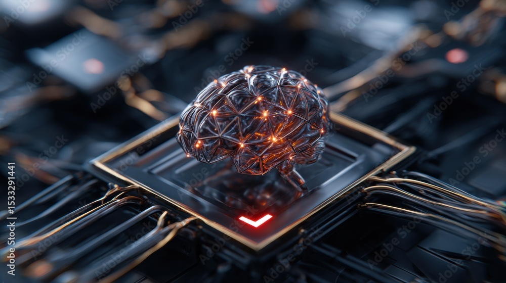 Poster A brain is on a computer chip
