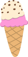 Strawberry and vanilla ice cream illustration