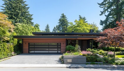 Fototapeta premium Modern home facade with a contemporary design.