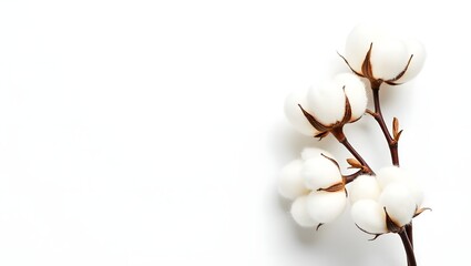 Delicate Cotton Branch on White Background