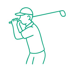 Golf Player Halfway Back – Club parallel to the ground, mid-backswing