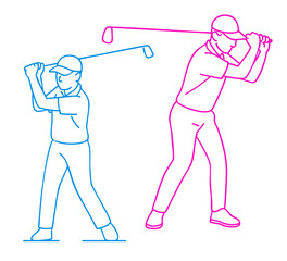Golf Player Halfway Back – Club parallel to the ground, mid-backswing
