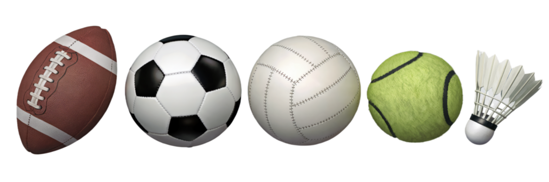 Collection of various sport balls including football soccer on transparent background 3d - Powered by Adobe